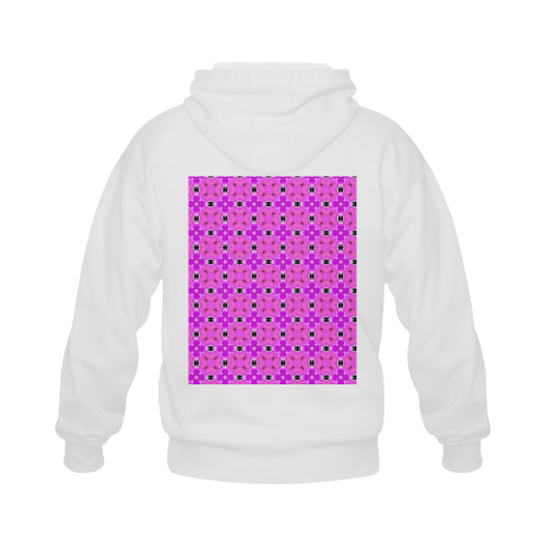 Circle Lattice of Floral Pink Violet Modern Quil Gildan Full Zip Hooded Sweatshirt (Model H02)