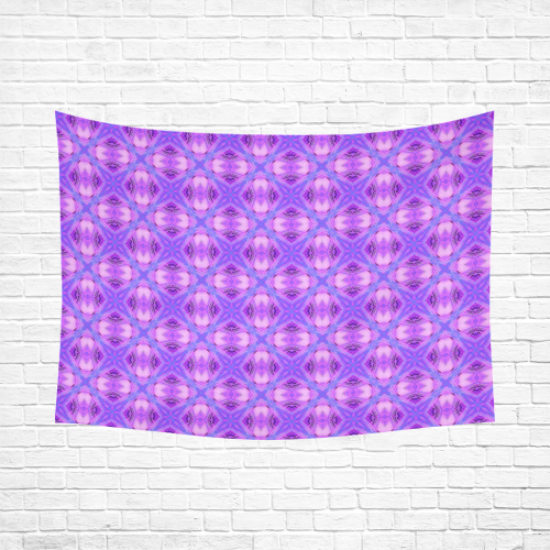 Vibrant Abstract Modern Violet Lavender Lattice Cotton Linen Wall Tapestry 80"x 60"