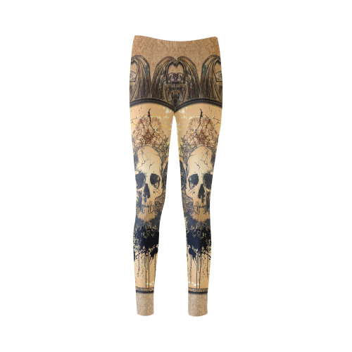 Awesome skull with wings and grunge Cassandra Women's Leggings (Model L01)