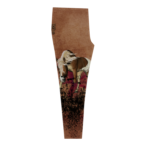 Amazing horse with flowers Cassandra Women's Leggings (Model L01)