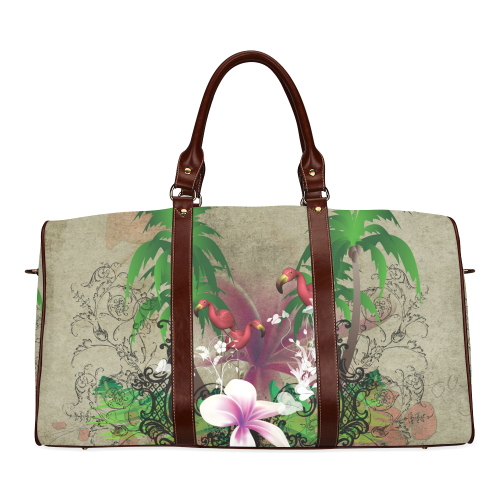 Wonderful tropical design with flamingos Waterproof Travel Bag/Small (Model 1639)