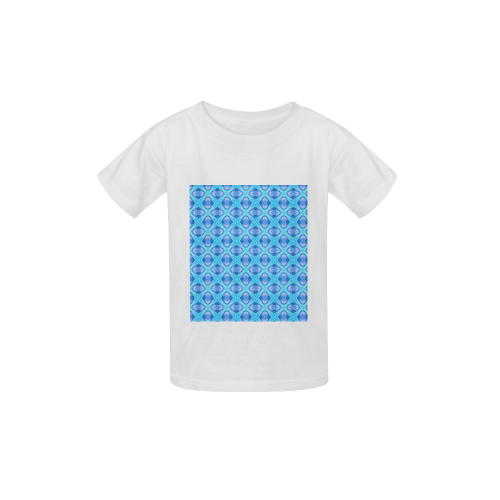 Abstract Circles Arches Lattice Aqua Blue Kid's  Classic T-shirt (Model T22)