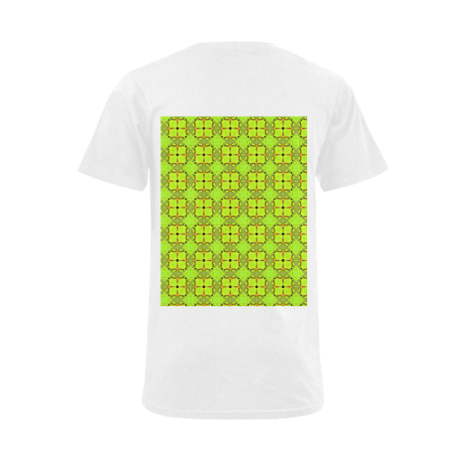 Lime Gold Geometric Squares Diamonds Men's V-Neck T-shirt  Big Size(USA Size) (Model T10)