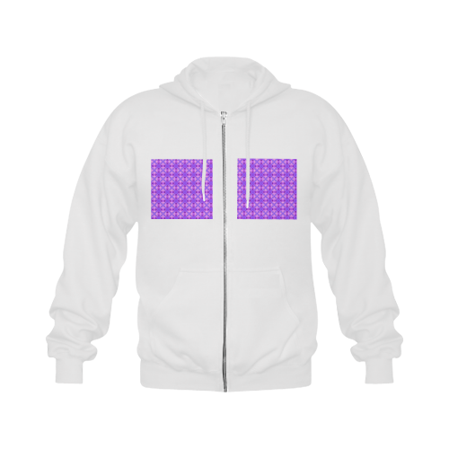 Vibrant Abstract Modern Violet Lavender Lattice Gildan Full Zip Hooded Sweatshirt (Model H02)