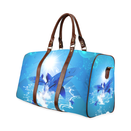 The cartoon sharks Waterproof Travel Bag/Small (Model 1639)