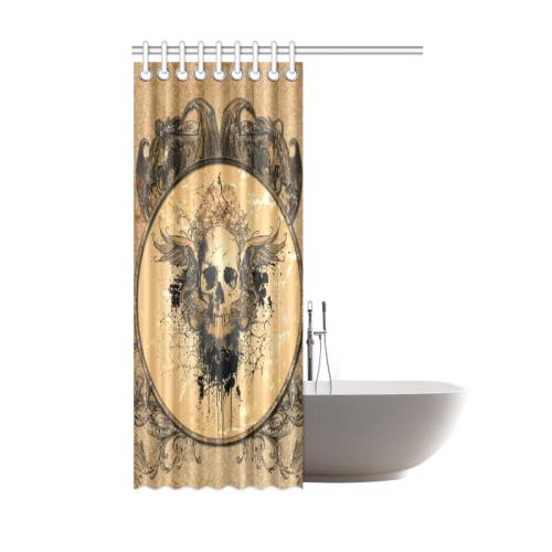 Awesome skull with wings and grunge Shower Curtain 48"x72"