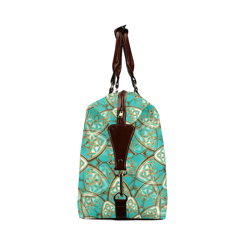 LOTUS FLOWER PATTERN gold turquoise white Classic Travel Bag (Model 1643)