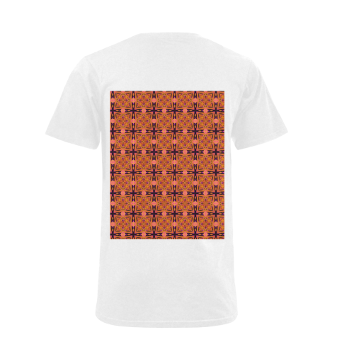 Peach Purple Abstract Moroccan Lattice Quilt Men's V-Neck T-shirt (USA Size) (Model T10)