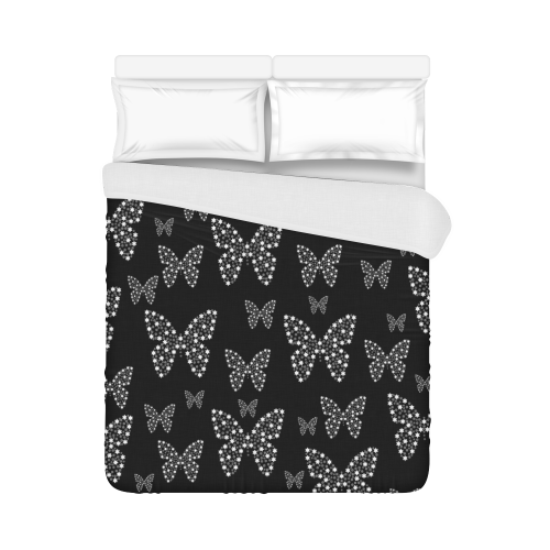 Black and White Black and White Butterflies Flowers Pattern Duvet Cover 86"x70" ( All-over-print)