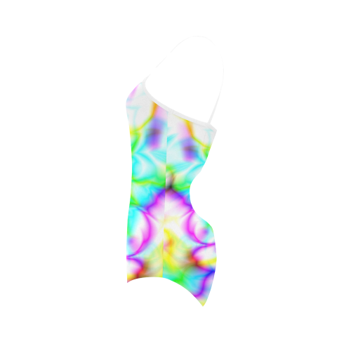 tropical abstract owl pattern colorful ZT07 Strap Swimsuit ( Model S05)