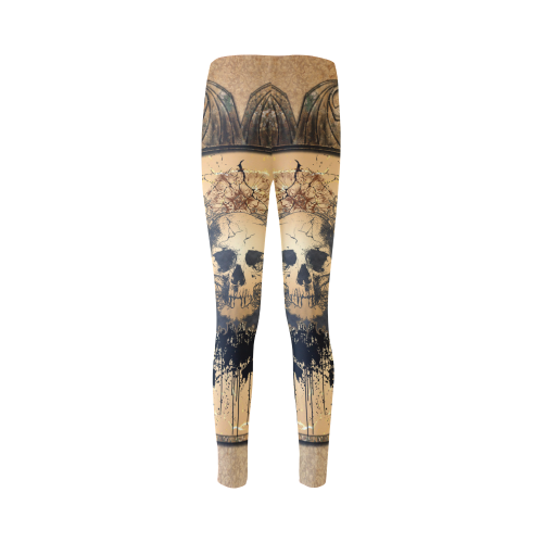 Awesome skull with wings and grunge Cassandra Women's Leggings (Model L01)