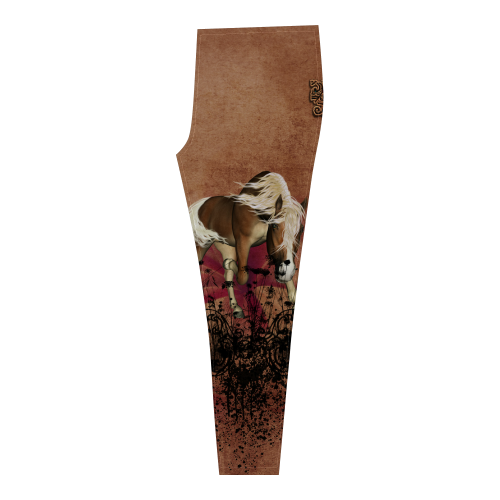 Amazing horse with flowers Cassandra Women's Leggings (Model L01)