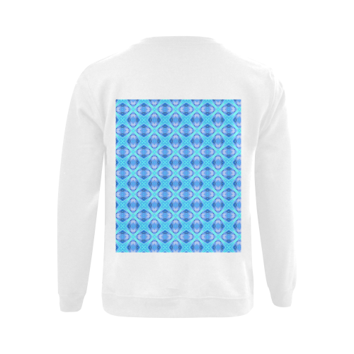 Abstract Circles Arches Lattice Aqua Blue Gildan Crewneck Sweatshirt(NEW) (Model H01)