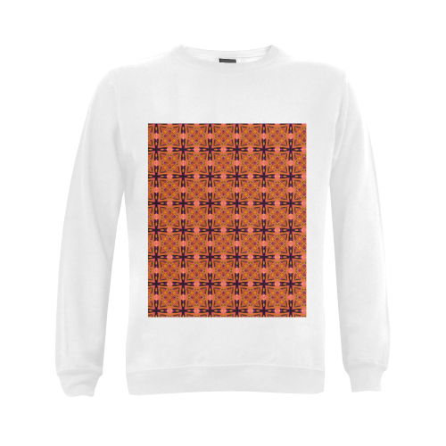 Peach Purple Abstract Moroccan Lattice Quilt Gildan Crewneck Sweatshirt(NEW) (Model H01)