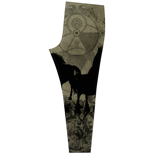 Beautiful horses, solhouette in black Cassandra Women's Leggings (Model L01)