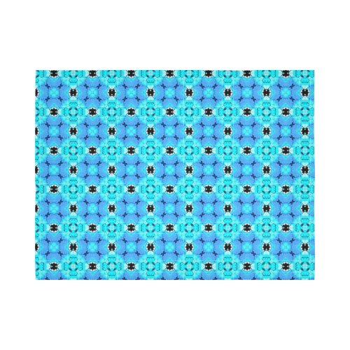 Vibrant Modern Abstract Lattice Aqua Blue Quilt Cotton Linen Wall Tapestry 80"x 60"