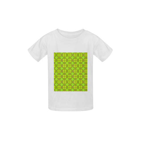 Lime Gold Geometric Squares Diamonds Kid's  Classic T-shirt (Model T22)
