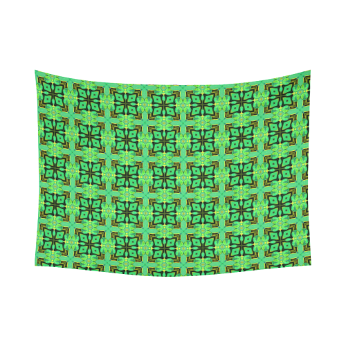 Green Gold Moroccan Lattice Diamonds Quilt Cotton Linen Wall Tapestry 80"x 60"