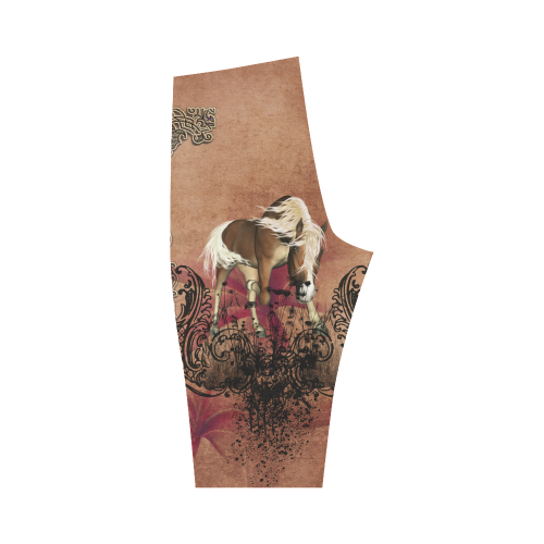 Amazing horse with flowers Hestia Cropped Leggings (Model L03)