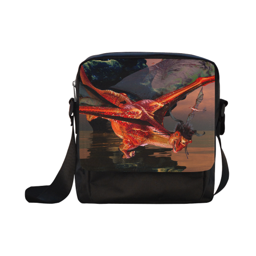 Awesome red flying dragon Crossbody Nylon Bags (Model 1633)