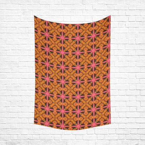 Peach Lattice Abstract Pink Snowflake Star Cotton Linen Wall Tapestry 60"x 90"