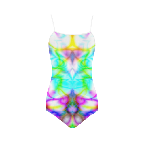 tropical abstract owl pattern colorful ZT07 Strap Swimsuit ( Model S05)