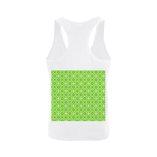 Vibrant Abstract Tropical Lime Foliage Lattice Plus-size Men's I-shaped Tank Top (Model T32)