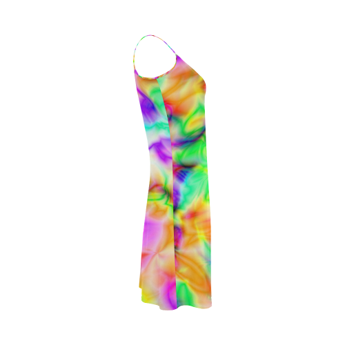 tie dye tropical colorful pattern ZT08 Alcestis Slip Dress (Model D05)