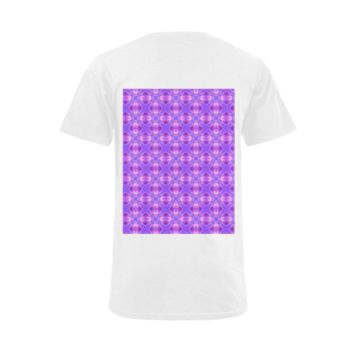 Vibrant Abstract Modern Violet Lavender Lattice Men's V-Neck T-shirt  Big Size(USA Size) (Model T10)