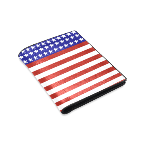 USA Patriotic Stars & Stripes Men's Leather Wallet (Model 1612)