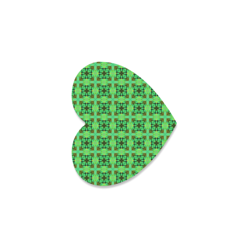 Green Gold Moroccan Lattice Diamonds Quilt Heart Coaster