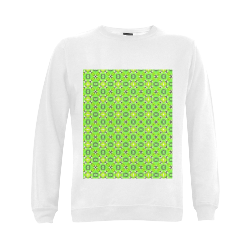 Vibrant Abstract Tropical Lime Foliage Lattice Gildan Crewneck Sweatshirt(NEW) (Model H01)