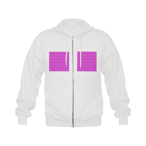 Circle Lattice of Floral Pink Violet Modern Quil Gildan Full Zip Hooded Sweatshirt (Model H02)