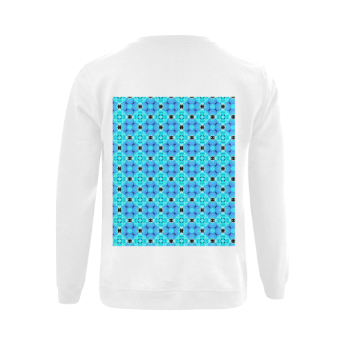 Vibrant Modern Abstract Lattice Aqua Blue Quilt Gildan Crewneck Sweatshirt(NEW) (Model H01)