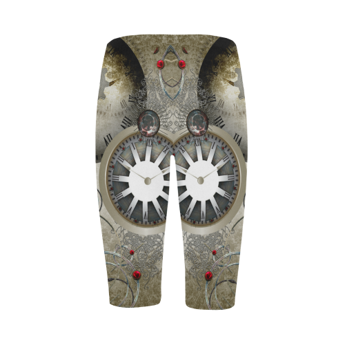 Steampunk, noble design, clocks and gears Hestia Cropped Leggings (Model L03)