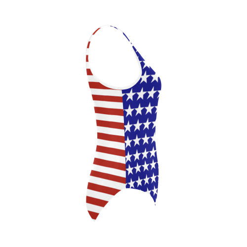 USA Patriotic Stars & Stripes Vest One Piece Swimsuit (Model S04)