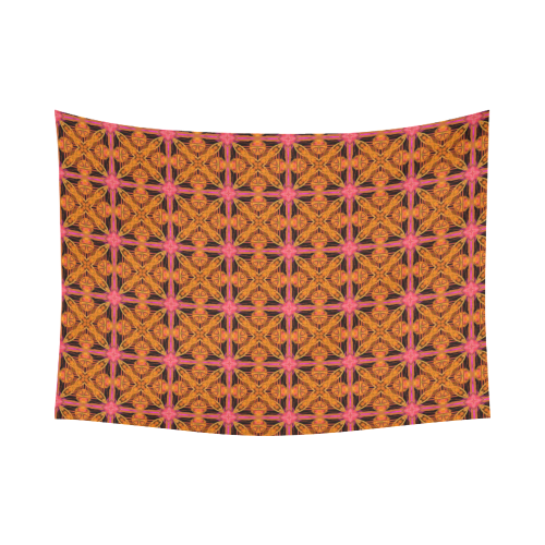 Peach Lattice Abstract Pink Snowflake Star Cotton Linen Wall Tapestry 80"x 60"