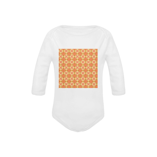 Peach Pineapple Abstract Circles Arches Baby Powder Organic Long Sleeve One Piece (Model T27)