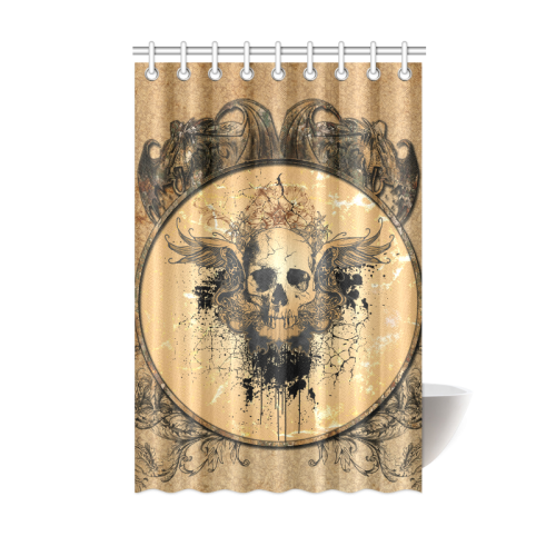 Awesome skull with wings and grunge Shower Curtain 48"x72"