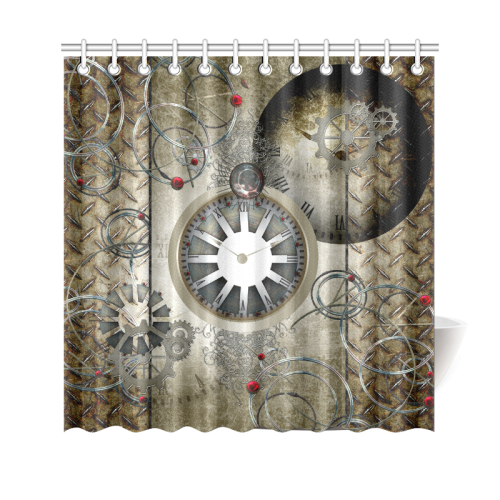 Steampunk, noble design, clocks and gears Shower Curtain 69"x70"