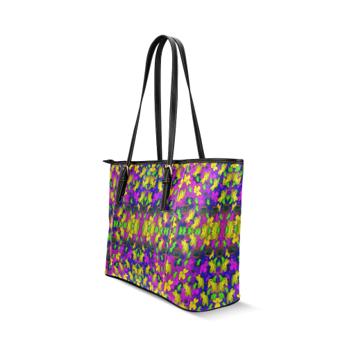 Eyes in the dark popart Leather Tote Bag/Large (Model 1640)