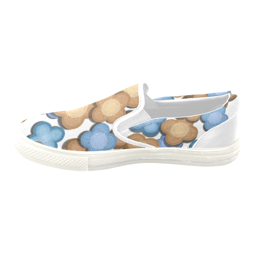 Brown and Blue Flowers Women's Unusual Slip-on Canvas Shoes (Model 019)