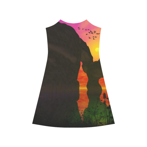 Wonderful sunset over the sea Alcestis Slip Dress (Model D05)