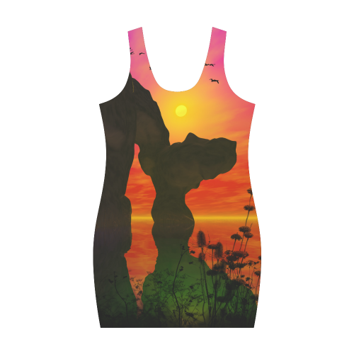 Wonderful sunset over the sea Medea Vest Dress (Model D06)