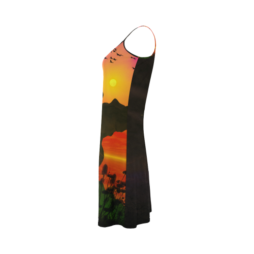 Wonderful sunset over the sea Alcestis Slip Dress (Model D05)