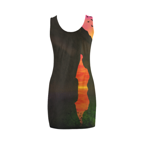 Wonderful sunset over the sea Medea Vest Dress (Model D06)