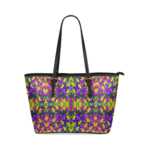 Eyes in the dark popart Leather Tote Bag/Large (Model 1640)
