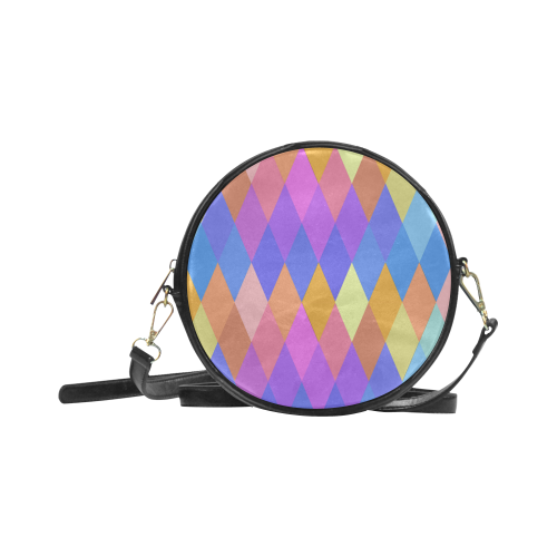 Multicolored Low Poly Diamonds Round Sling Bag (Model 1647)