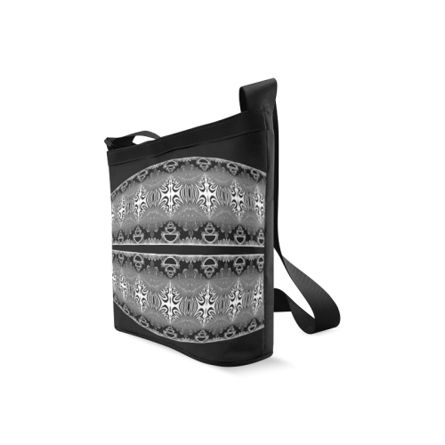 Kaleidoscope Fractal BORDER black white grey Crossbody Bags (Model 1613)