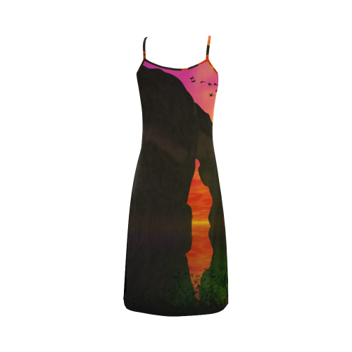 Wonderful sunset over the sea Alcestis Slip Dress (Model D05)